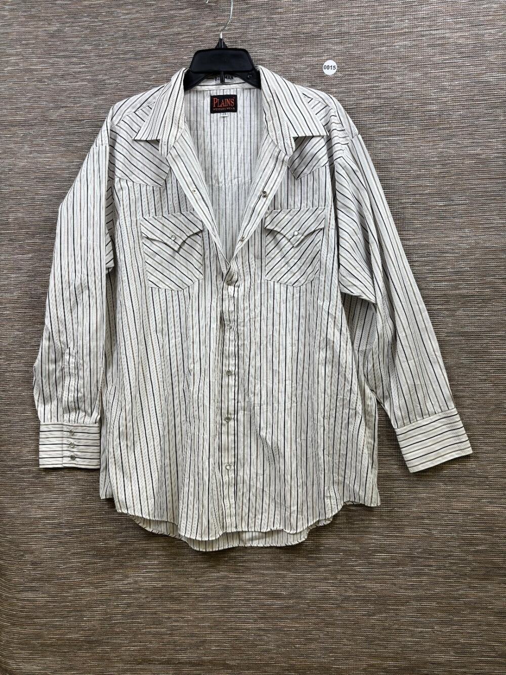 Plains Western Wear Pearl Snap Big Man 2XL Long Sleeve Rodeo Button Up